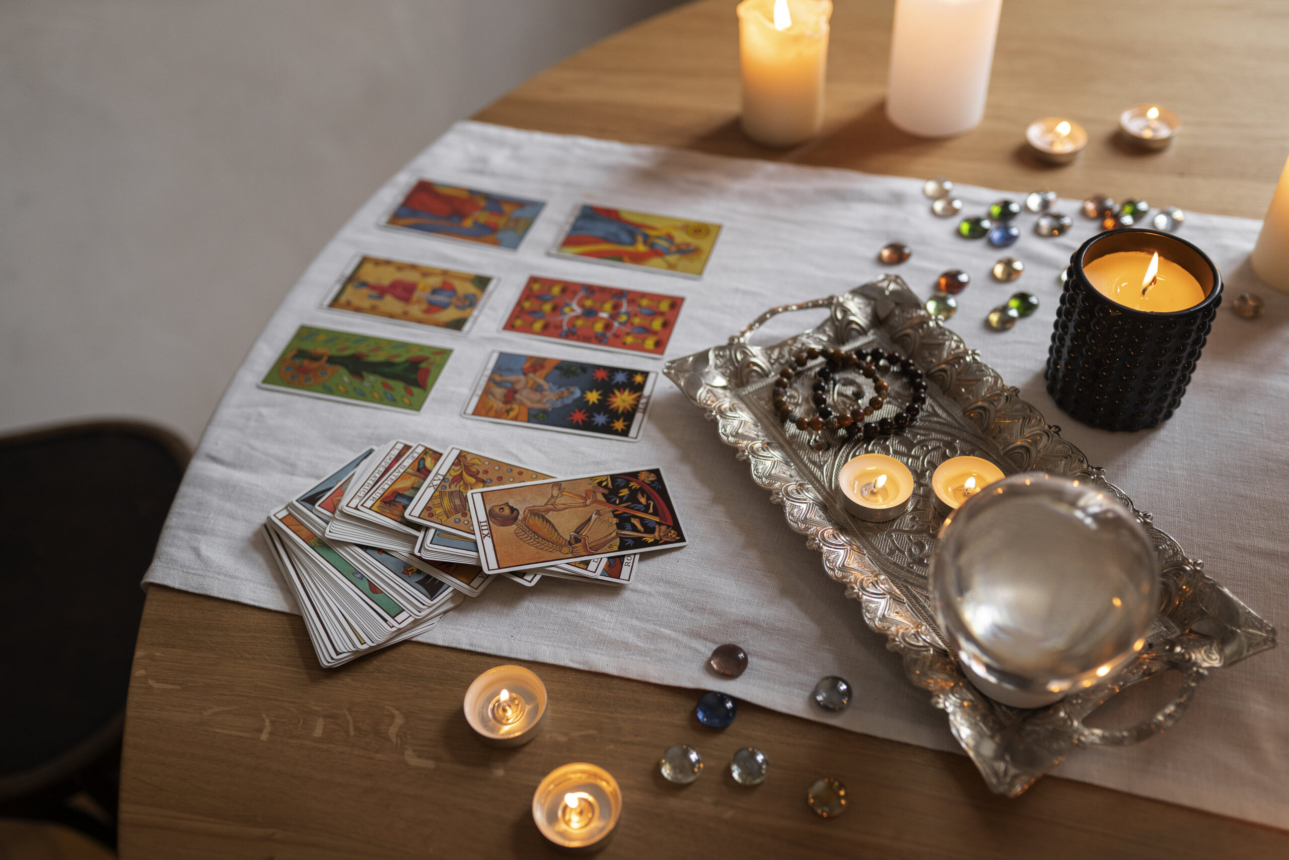 tarot cards on a table